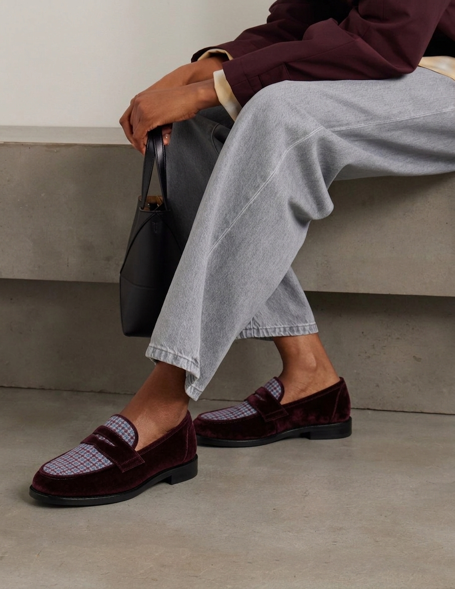 Concrete steps, grey denim, Rioja velvet