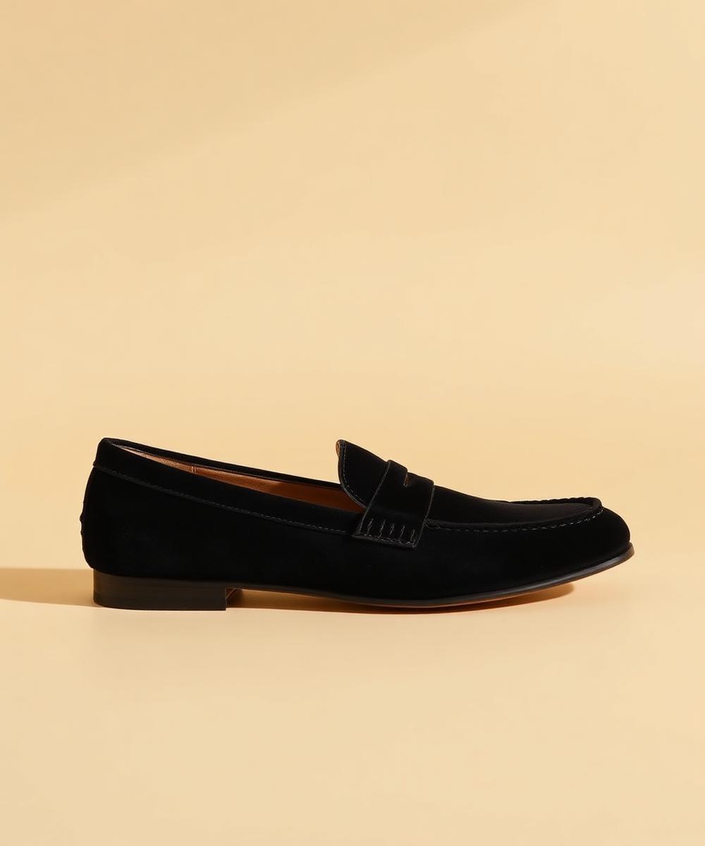 Nº1 Noir penny loafer in black silk velvet