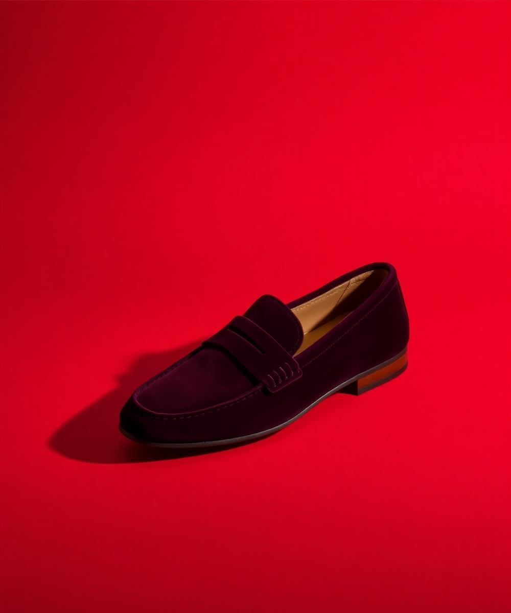 Nº2 Rioja penny loafer in burgundy velvet