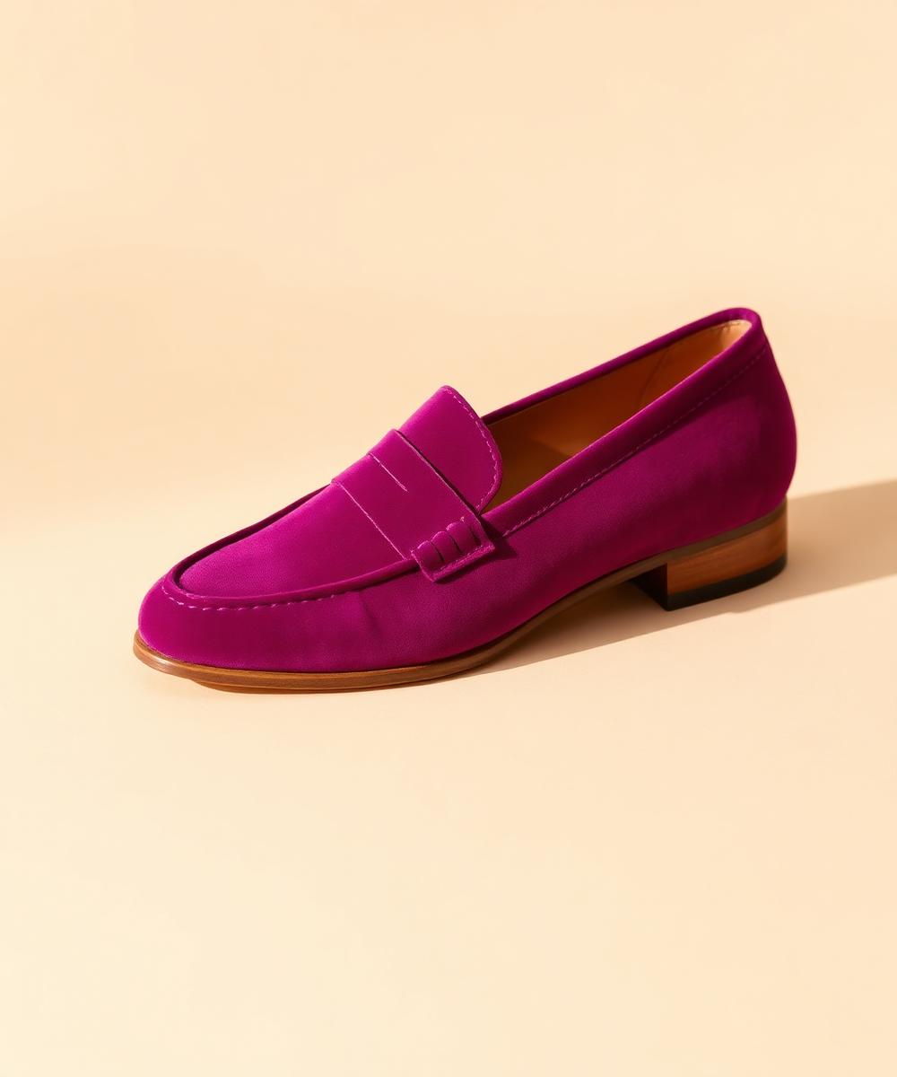 Nº3 Fucsia penny loafer in magenta velvet