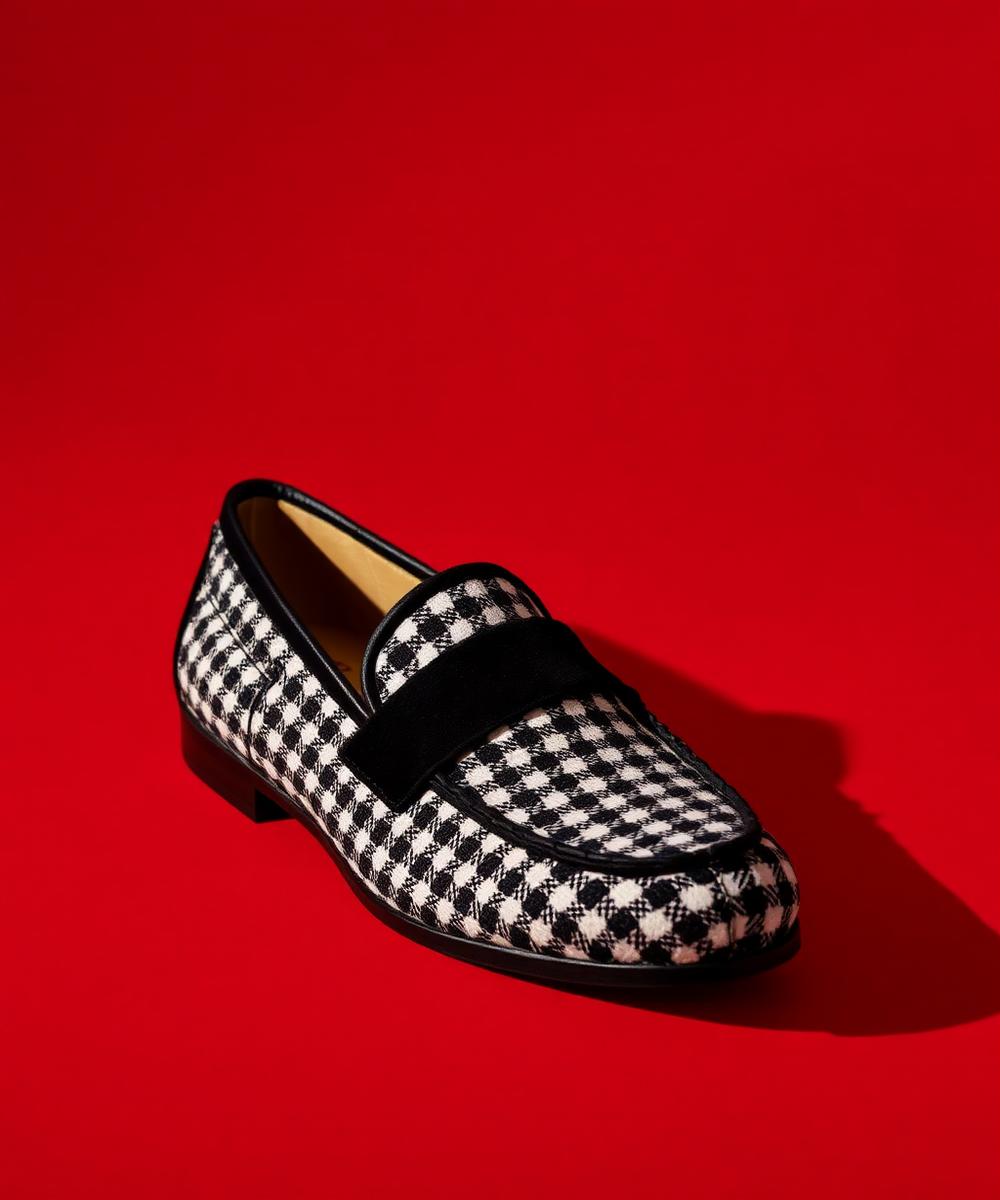 Nº6 Pata de gallo penny loafer in houndstooth tweed
